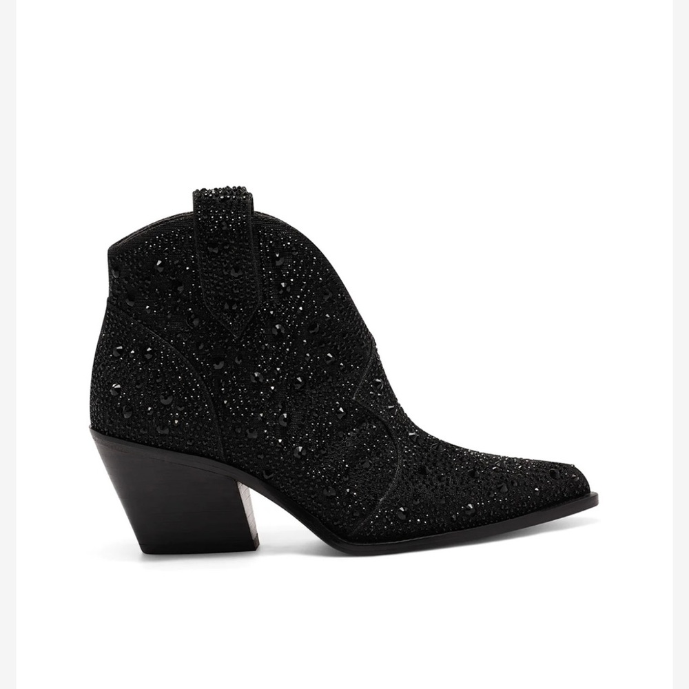 Black crystal rhinestone Jessica Simpson Zadie cowgirl ankle boot. New w/tags.